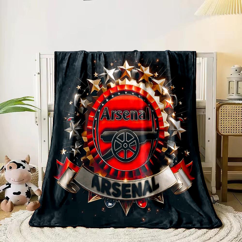 Arsenal Logo Black Designed Flannel blanket for bedroom, living room, sofa, and nap
