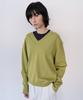 Leuba All-Day Cotton V-Neck Knit - Matcha Olive