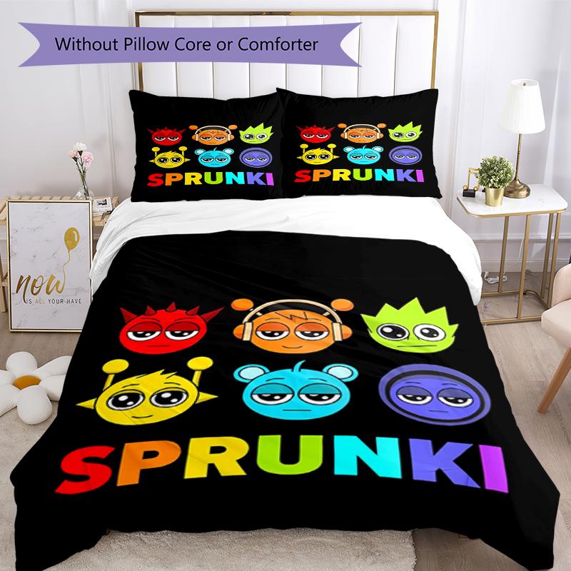 3pcs Sprunki Bedding Set Duvet Cover Closure Includes 1 Duvet Cover & 2 Pillowcases, Soft and Comfortable for All Seasons.
