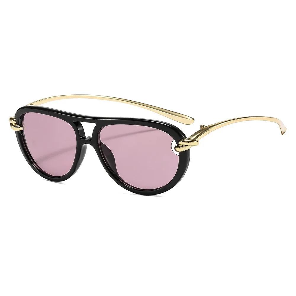 New Fashionable Rope Knot Double-Bridge Metal Sunglasses Women's INS Style Outdoor Street Style UV-Protective Sunglasses