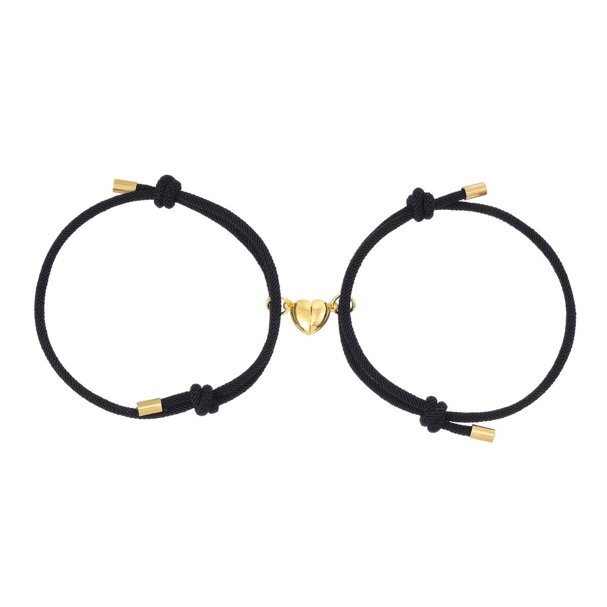 Gold Heart Magnet Milan Couple Bracelet Set Unisex Matching Bangles Jewelry