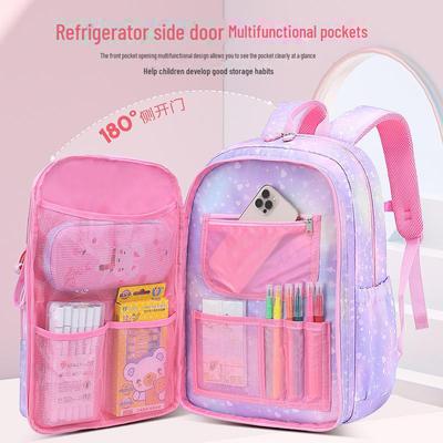 Gradient Color Princess Backpack for Girls In Primary School, Side-Opening, Ultra-Light, Large Capacity, Ages 6-12