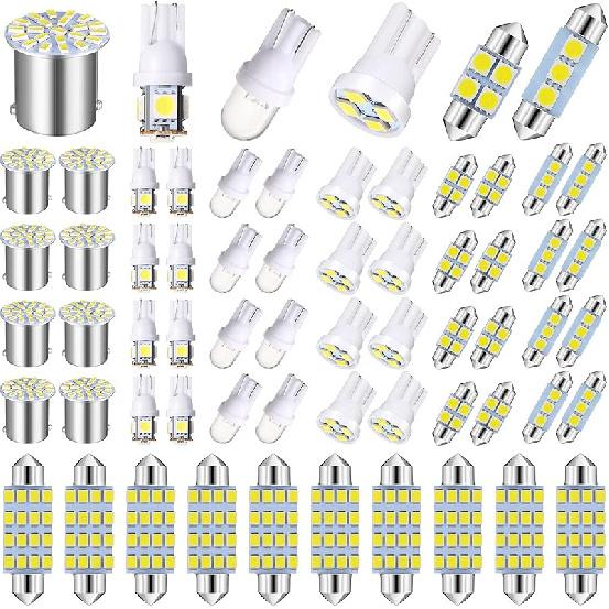 Frienda 70 Pieces LED Car Bulb Kit Interior Car Lights LED Dome Light 31 Mm 36 Mm 41 Mm T10 Bulbs Festoon Bulbs For Car Interiors Map Dome Trunk