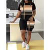 Plus Size Women's Short Sleeve Shorts Suit