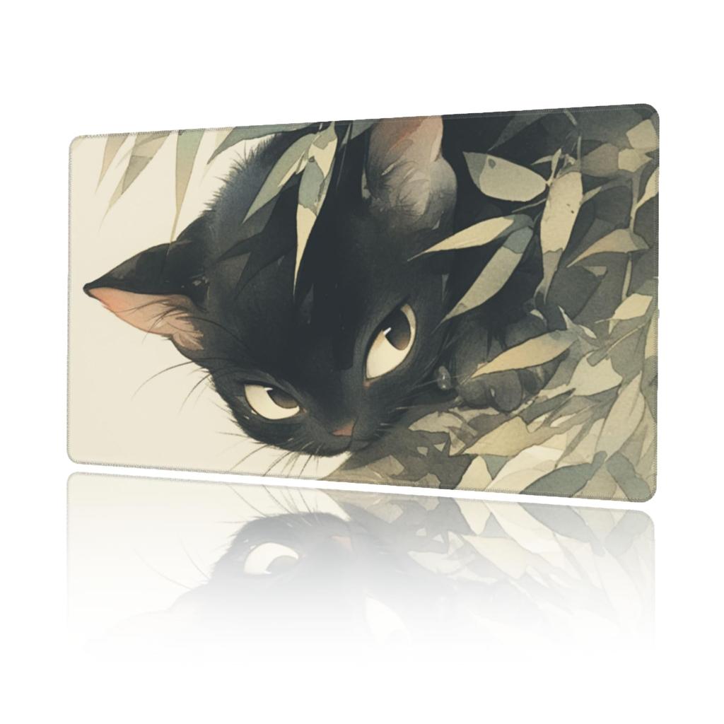 Mouse Pad Large Gaming Anime Cat Japanese Style Cat Japanese Pattern Mouse Mat Desk Mat Extra Large Large Keyboard Pad Rubber Sole ELECOM Optical
