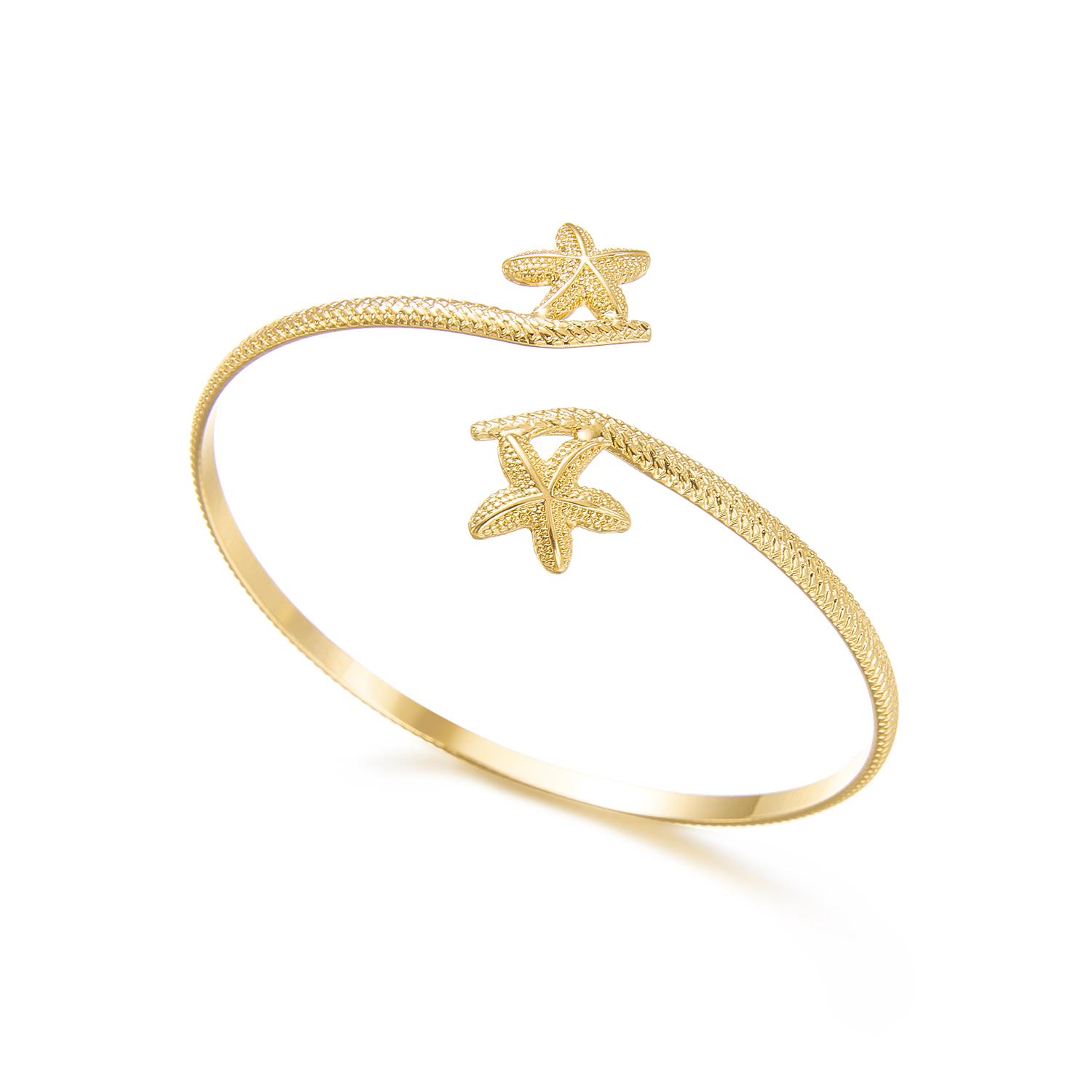 

Textured Gold Color Starfish Upper Arm Cuff Bracelet for Women Vintage Punk Conch Crab Open Bracelet Summer Aesthetics Jewelry