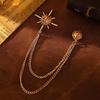 Metal Star Rhinestone Brooches Tassel Chain Crystal Lapel Pins Suit Coat Pin  Jewelry Accessories