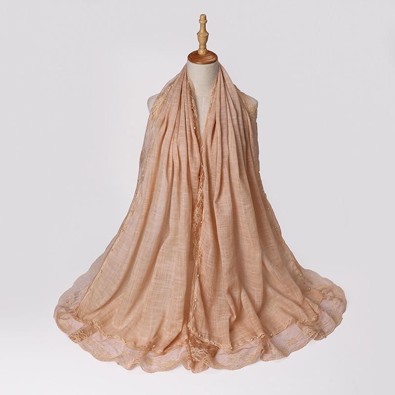 Solid Plain Lace Flower Patchwork Scarf for women Muslim Islamic Hijab Head Scarves Shawls Female Long Pashmina Headwear