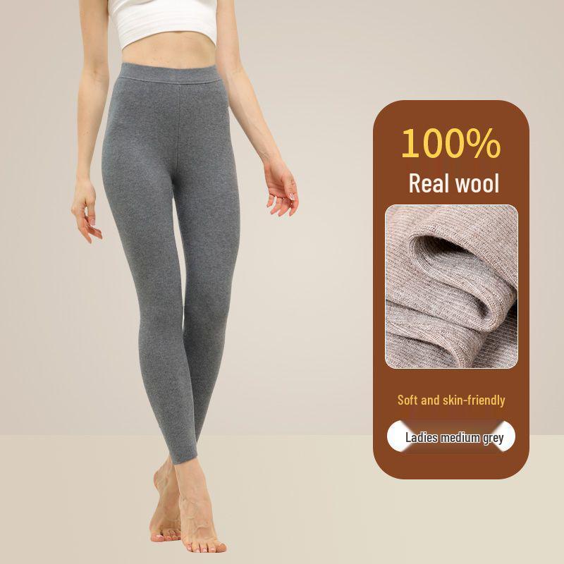 Unisex Thick Fleece-Lined Wool Pants: Warm, Slimming Base Layer with Cashmere for Winter
