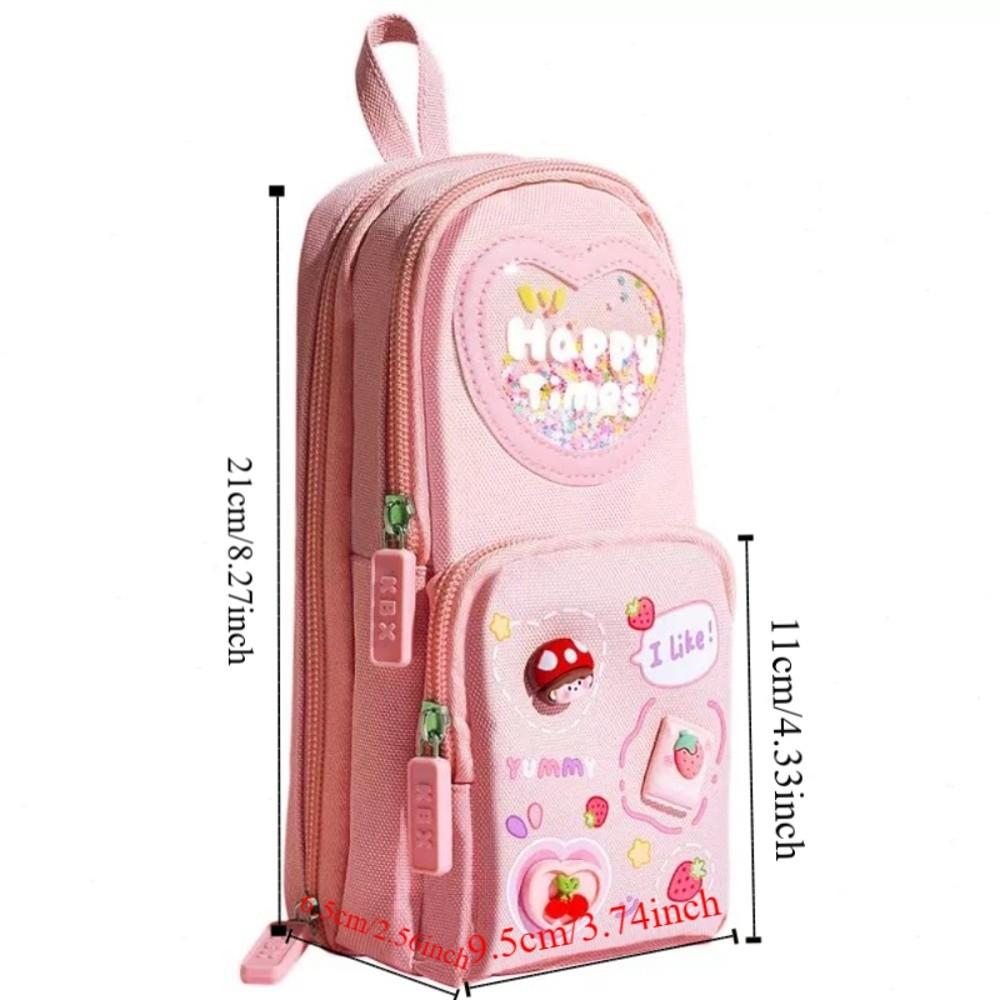 6 Pockets 3 Layers Pencil Case Cute Organizer Storage Bag Backpack Shape Cartoon Pen Box  Girls