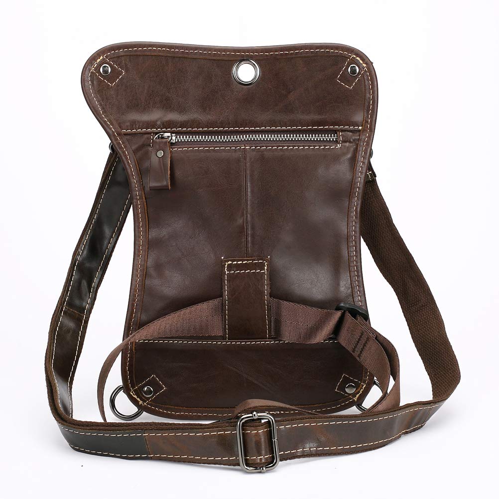 Meigardass Genuine Leather Leg Bag for Waist Hip Shoulder Crossbody with Smartphone Pocket Motorcycles, Men's Pouch, Bag, Bag, Bag, Multi-functional