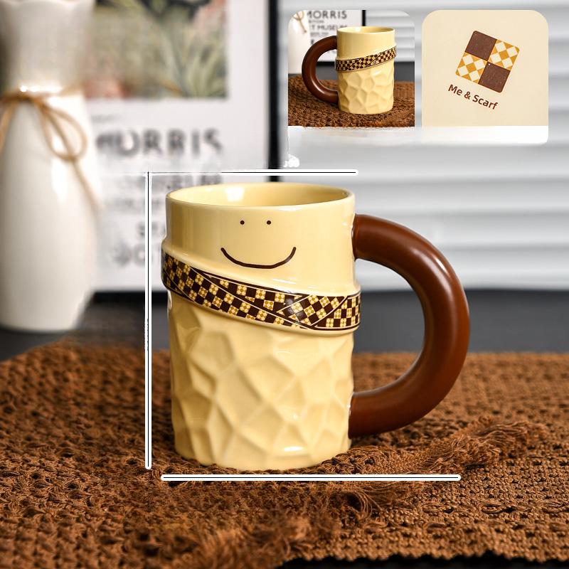Couple Mug Design Niche Ceramic Cup for Household Drinking Water with High Appearance Cute Water Cup for Girls Office Workers