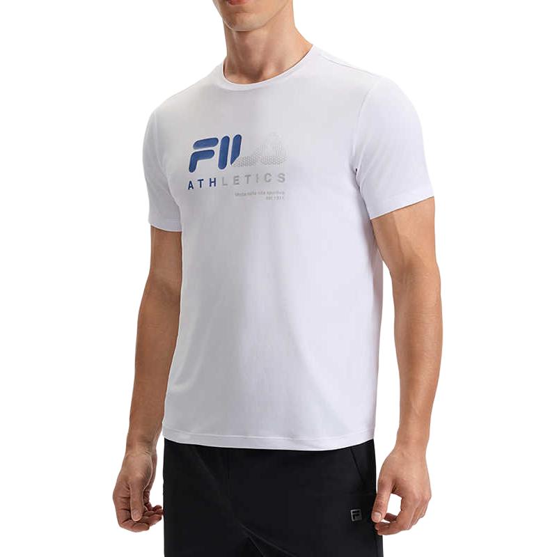 Fila Fitness Soft Comfortable Stretch Casual Versatile Sports Knit Short Sleeve T-Shirt Men Tops Jade-White A11M521107F-WT