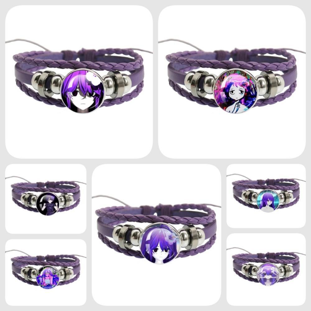 Sewerslvt Schizofrenia Dnb Cover Album Cartoon Creative Button Rope Button Purple Leather Bracelet Jewelry Charm Fans Gift