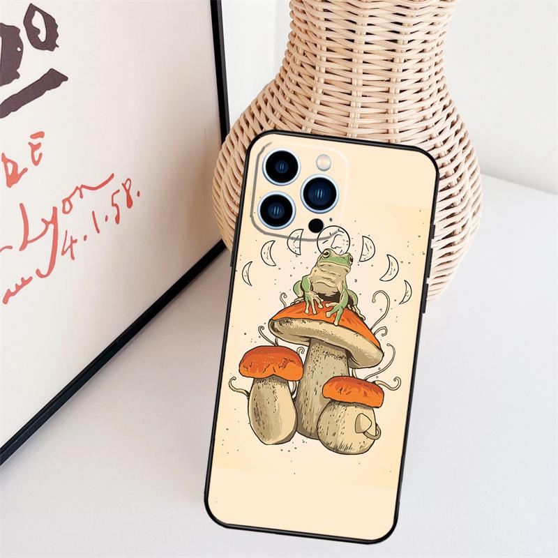 Cottagecore Frog Aesthetic Phone Case For iPhone 16 Pro Max 14 13 12 11 15 17 Pro Max Mini 15 16 Plus 16e Back Cover