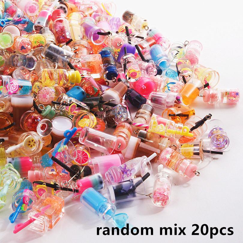 Summer Accessories DIY Assorted Beverage Pendant Fruit Juice Milk Tea Charms For Jewelry Making Supplies Handmade Keychain Bulk