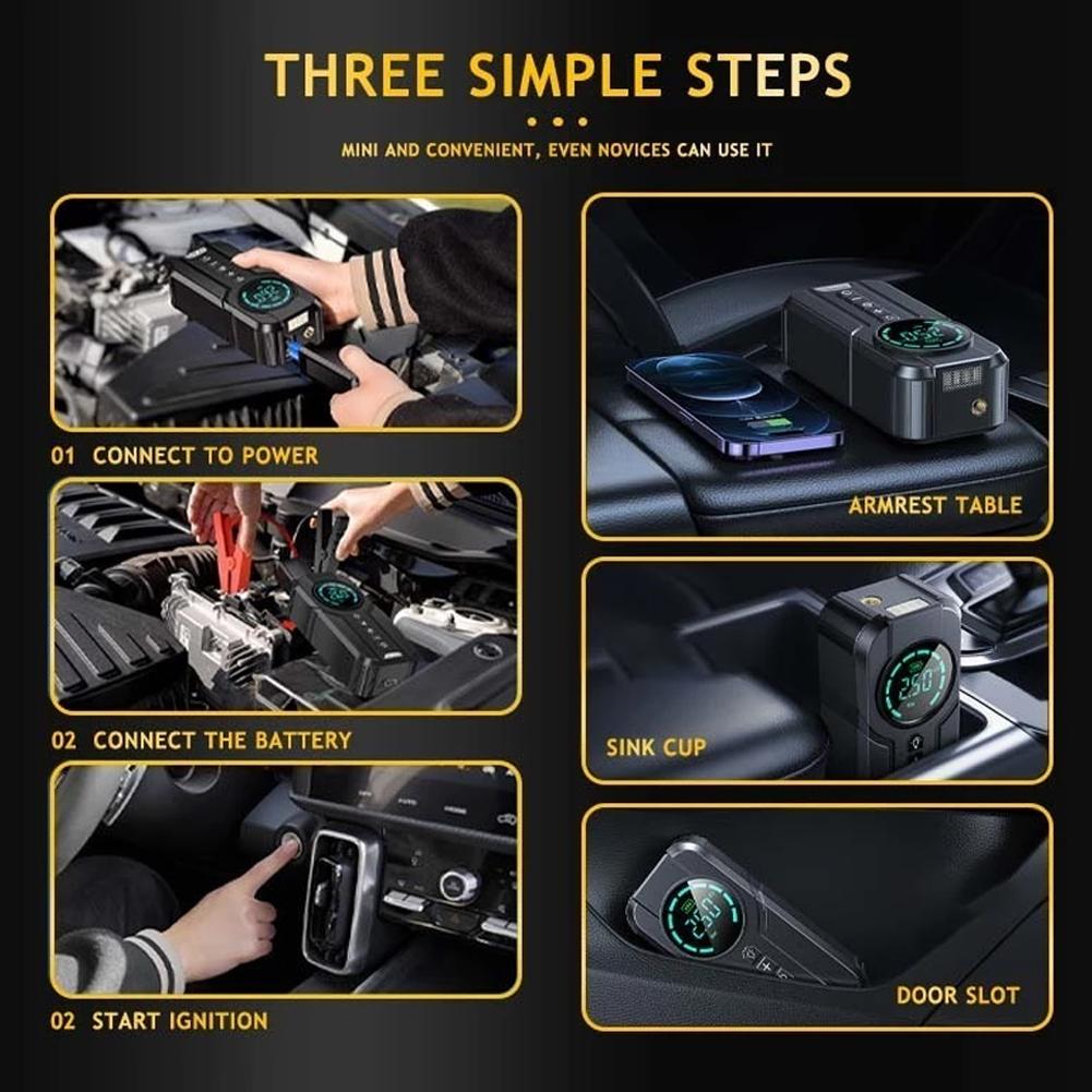 150PSI Mini Tire Inflator Multifunctional Car Tires Air Pump USB Rechargeable 4 in 1 Wireless Air Pump for Emergency