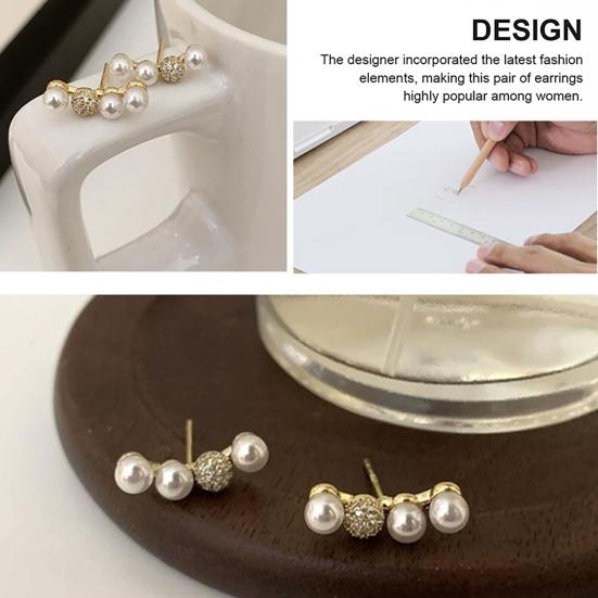 1 Pair Stud Earrings for Women, Lightweight Small Faux Pearls Earrings, Elegant Jewelry for Daily Wear Special Occasions