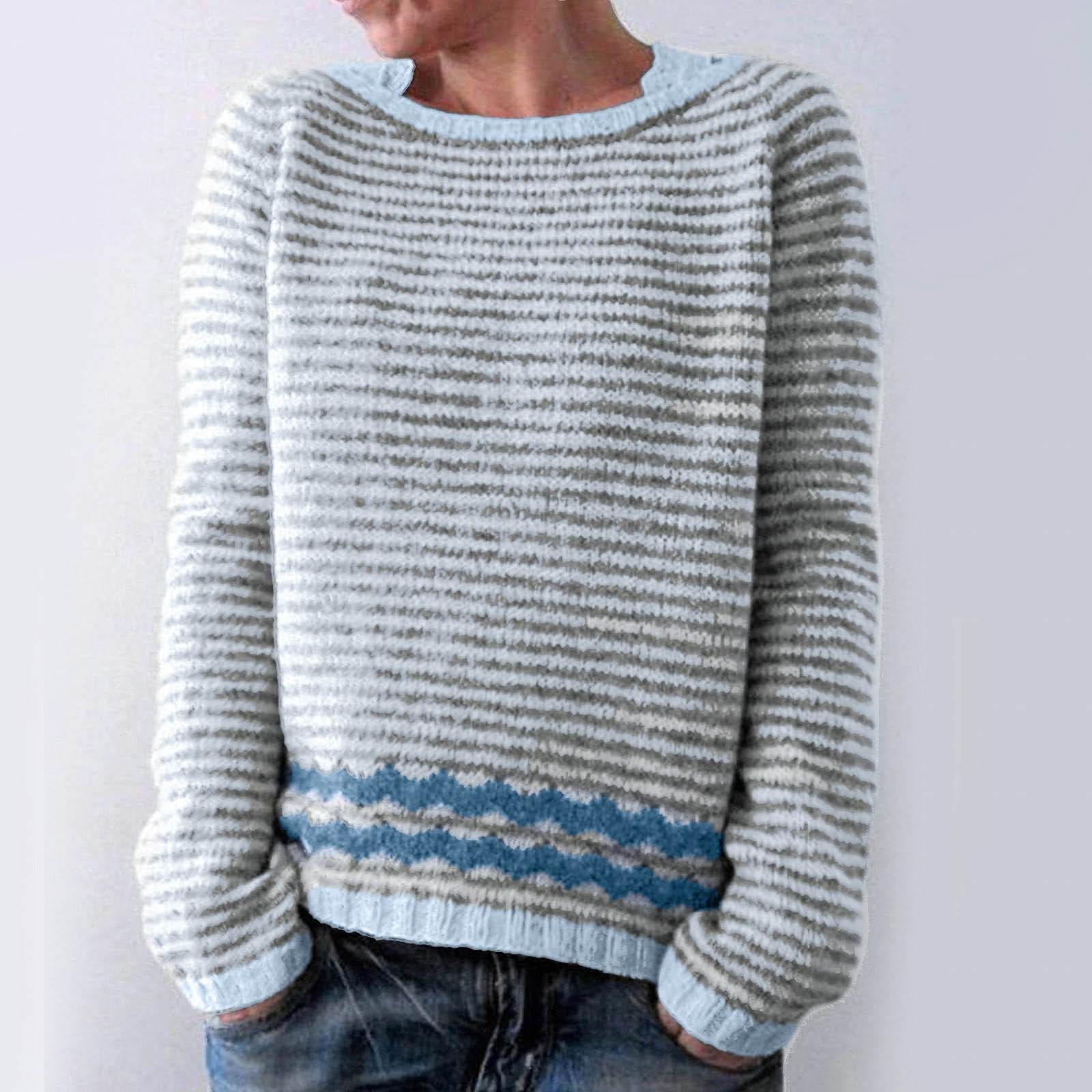 

Жіночий модний повсякденний пуловер з принтом і круглим вирізом, вільний светр з довгими рукавами L