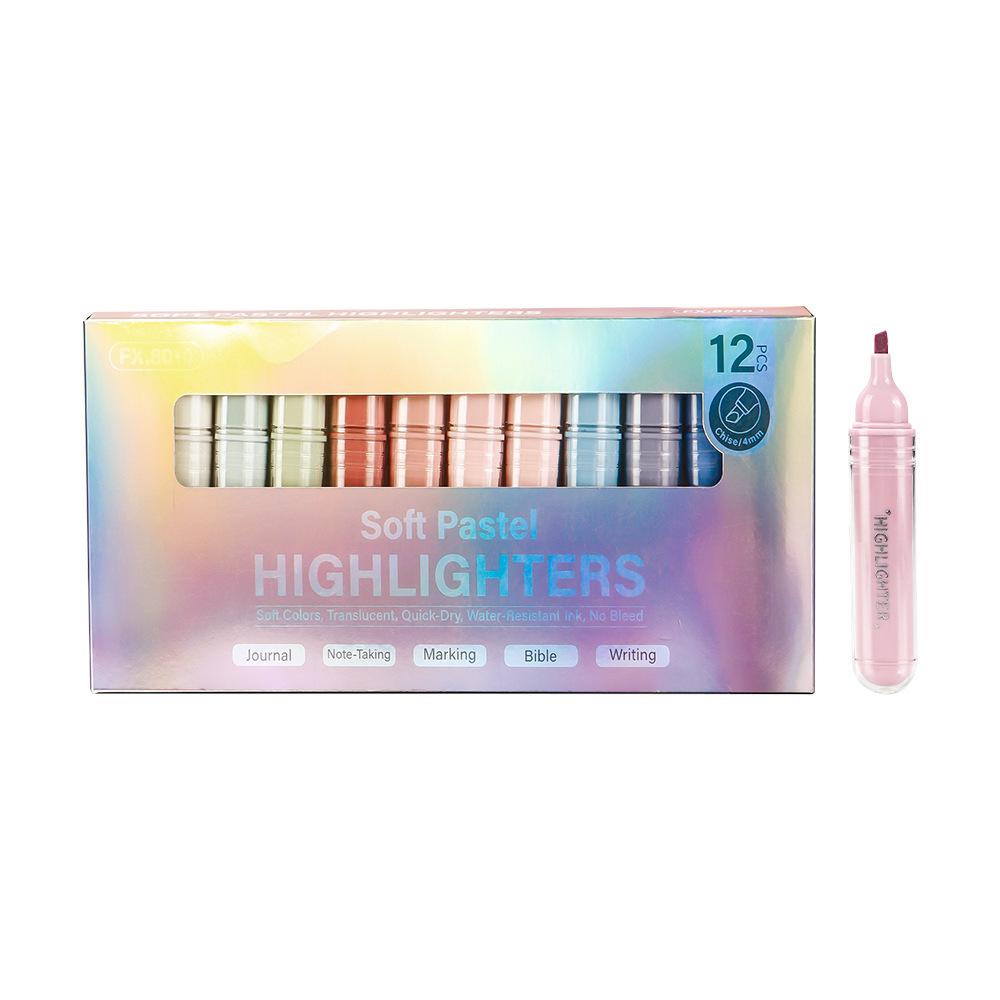 Vibrant Gradient Fluorescent Pen Set for Marking, Doodling, Journaling, Highlighting, and Painting.