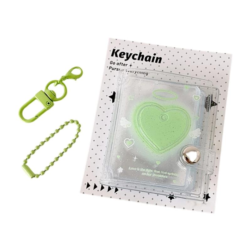 

Mini Photo Organizers 16 Pocket Page Transparents Display Book for Sticker Polaroids Memory зелений