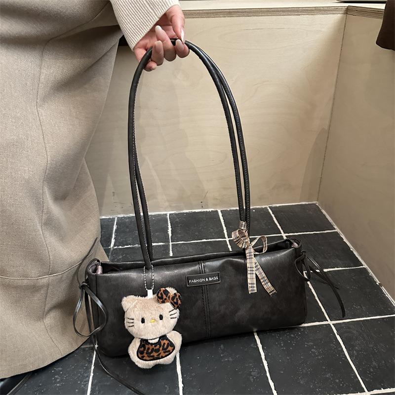 Commuter Retro Niche Leopard Print Bag Women's New Fashion Shoulder Underarm Bag High-end Portable Baguette Bag