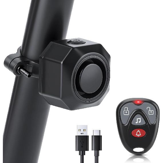 Max 110DB Bike Alarm,Bike Alarms For Ebikes Rechargeable Motorcycle Alarm With Remote,7 Levels Sensitivity Bicycle Alarm, Anti Theft Bicycle Alarm&