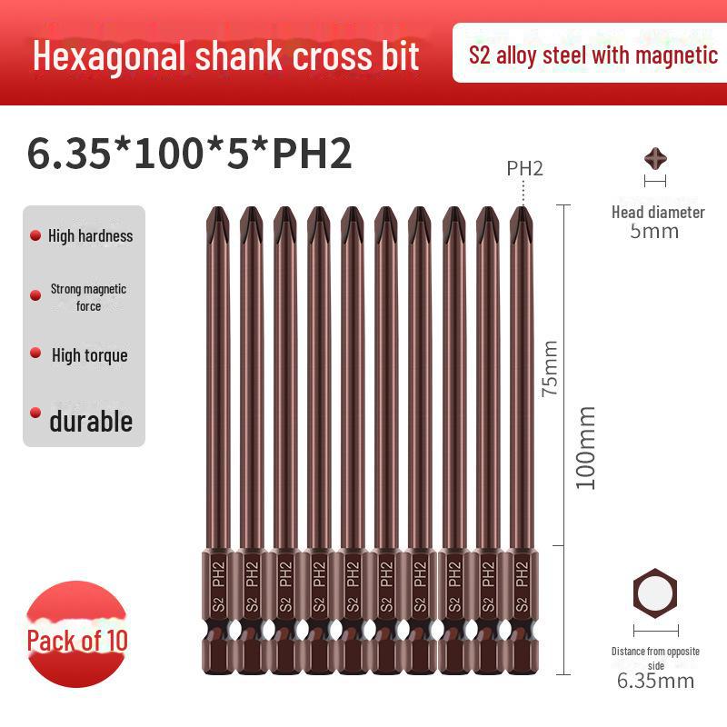 Qingwei S2 Magnetická wolframová ocelová šestihranná křížová elektrická šroubováková hlava