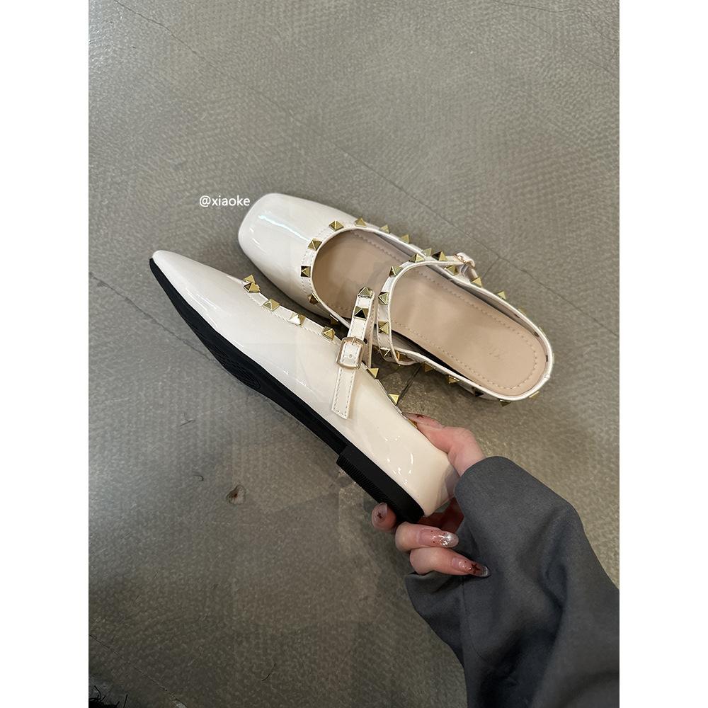 XINZHOU Xiaoxiangfeng Tasche Kopf Halbschuhe Damen Außenbekleidung 2025 Frühling und Sommer neu Französisches Temperament Muller Hausschuhe