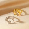 Gold Color Crescent Moon Face Star Open Ring For Women Stainless Steel Adjustable Rings Fashion Anillos Jewelry Elegant Gift