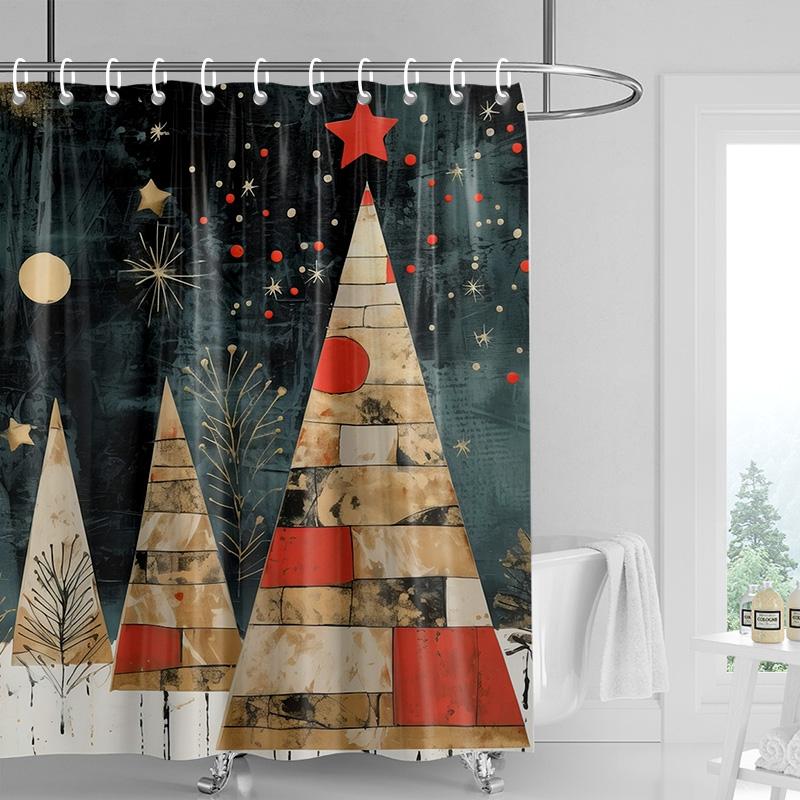 Dekoracja domu zasłony prysznicowe do łazienki wodoodporna tkanina zasłonowa Nowoczesny styl skandynawski Salon Wesołych Świąt zima