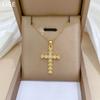 Cross Full Diamond Light Luxury Temperament Gorgeous Full Diamond Necklace Women'S Versatile Collarbone Chain Titanium Steel Chain