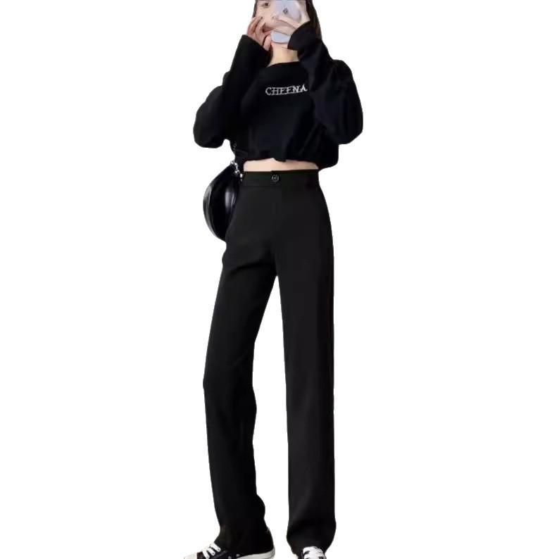 2026 Women's Ice Silk Wide-Leg Summer Pants - Thin, Drapey, Narrow Straight-Leg for Petite Casual Wear