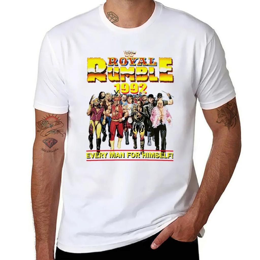 Koszulka WWF Rumble 1992 odzież uliczna szybkoschnąca koszulka z krótkim rękawem odzież estetyczna koszulki dla mężczyzn