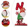 Christmas Gnome Signs Wooden Ornament, Gingerbread Man Reindeer Letter Decor, Colorful Tabletop Holiday Desktop Decorations Figurines for Tree