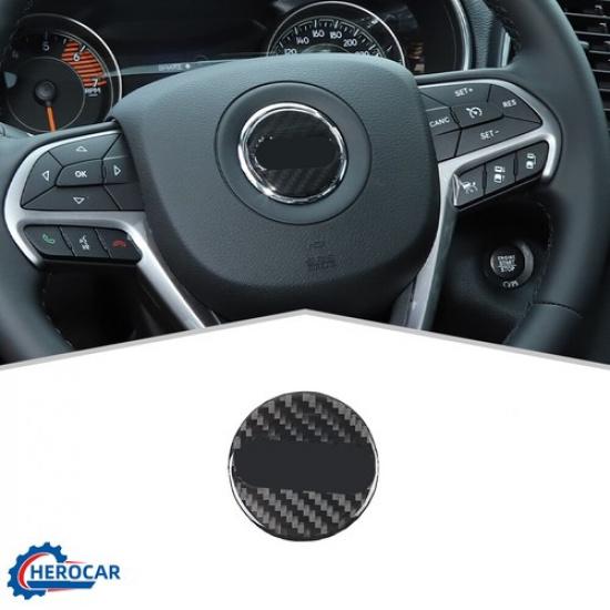 Carbon Fiber Steering Wheel Center Cover Trim For Jeep Cherokee /Grand Cherokee