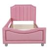 Teen Bed Children Bed, Upholstered 90x200cm Sofa Frame Flannel Multifunctional Soft with Backrest Armrest Parent-Child Youth Guest Pink