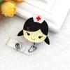 Cartoon Nurse Doctor Retractable Reel ID Badge Label Name Card Tag Clip