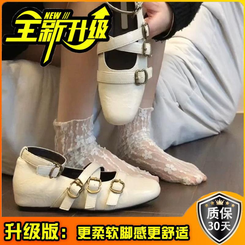 Autumn design cross-strap wedge single shoes women's niche retro small leather shoes shallow mouth inner increase Mary Jane shoes