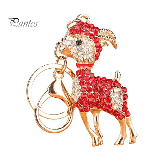 Key Chain Decoration Bling Rhinestone Lamb Keychain for Backpack, Metal Goat Car Bag Accessory Ring, Sheep Pendant Backpacks and Handbags Ring
