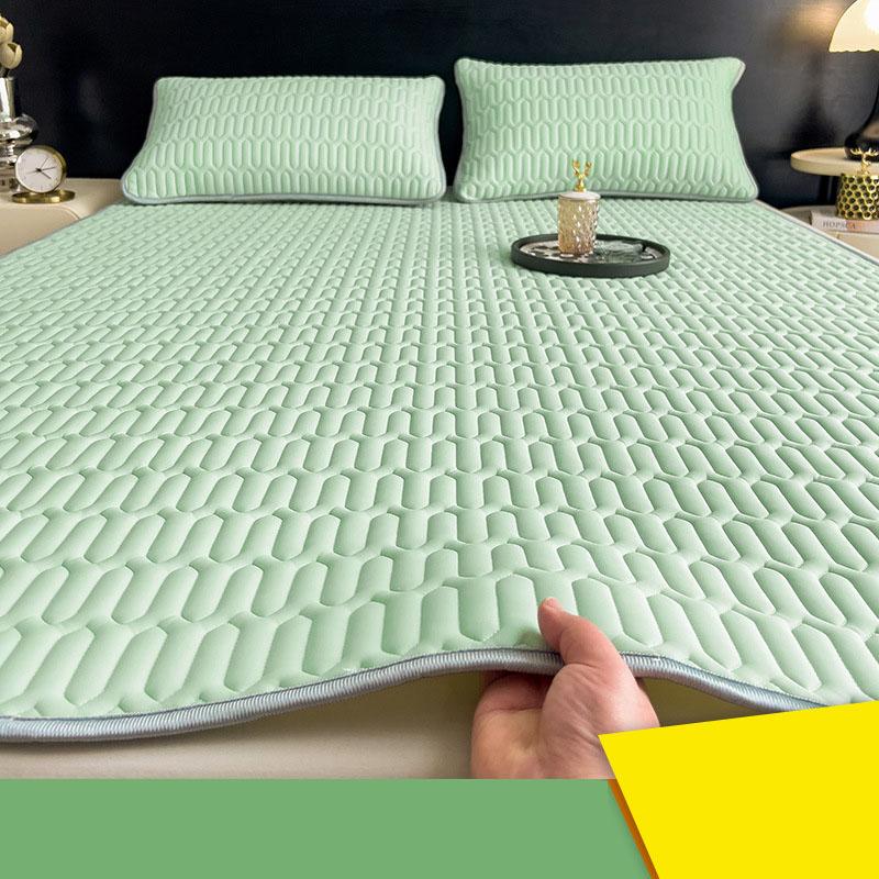 Set Tappetino Rinfrescante in Lattice Estivo Nordico Spesso Pieghevole Materasso Topper per Condizionatore d'Aria con Cinturino Colore Solido Morbido Set Biancheria da Letto