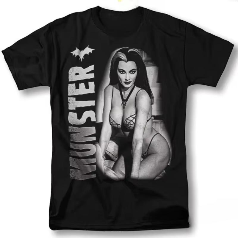 Munsters Frankenstein Retro Pattern Design T-shirt Lily Munster Shirt S