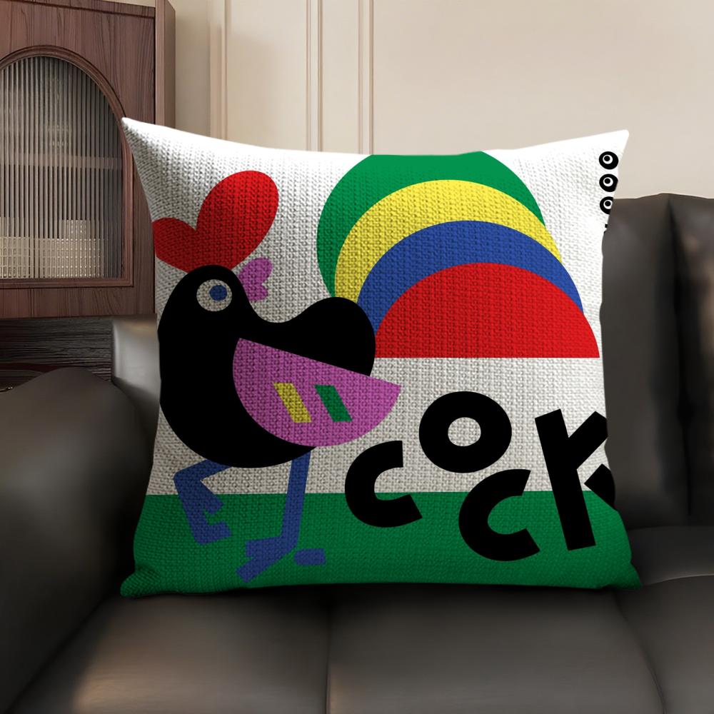 

Chinese Zodiac print Cushion Cover Natural Linen Organic Fabric DoubleSided Printing Sofa Home Decor Breathable Environmentally 30x30cm