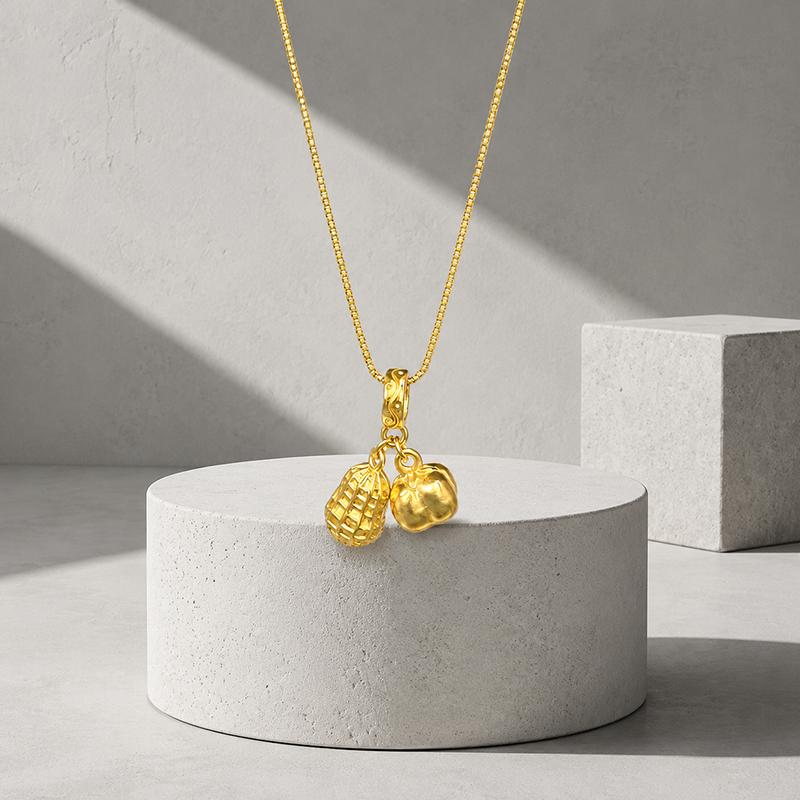 Collana Ciondolo Arachide Cachi Placcato Oro Portafortuna Gioiello Regalo Minimalista Sottile Catena Collana per Uso Quotidiano