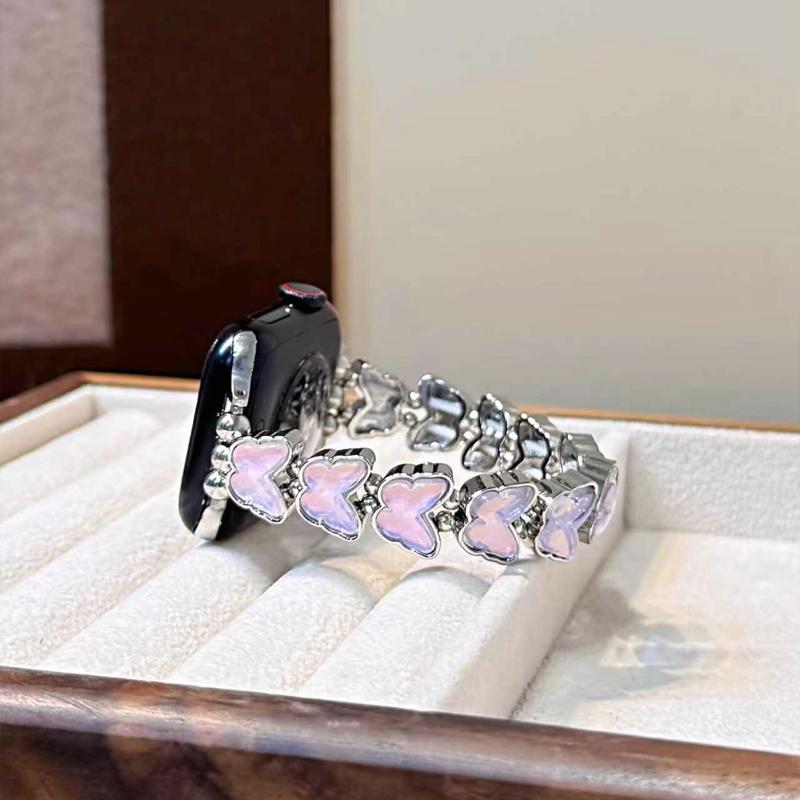 Elasticity Butterfly Diamond Band For iWatch Ultra 10 9 8 42mm 45 46mm 49mm Woman Bracelet Strap For Apple Watch 7 6 5 4 40mm 41