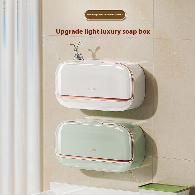 Nástěnná mýdlenka s víkem, neděrovaná odvodňovací mýdlenka, jednoduchý úložný stojan na mýdlo pro domácí koupelnu, koupelnové doplňky