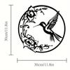 1pc Black Flower Bird Round Metal Wall Decor For Bedroom Living Room Garden Entrance Ornament Accessories 30*30cm