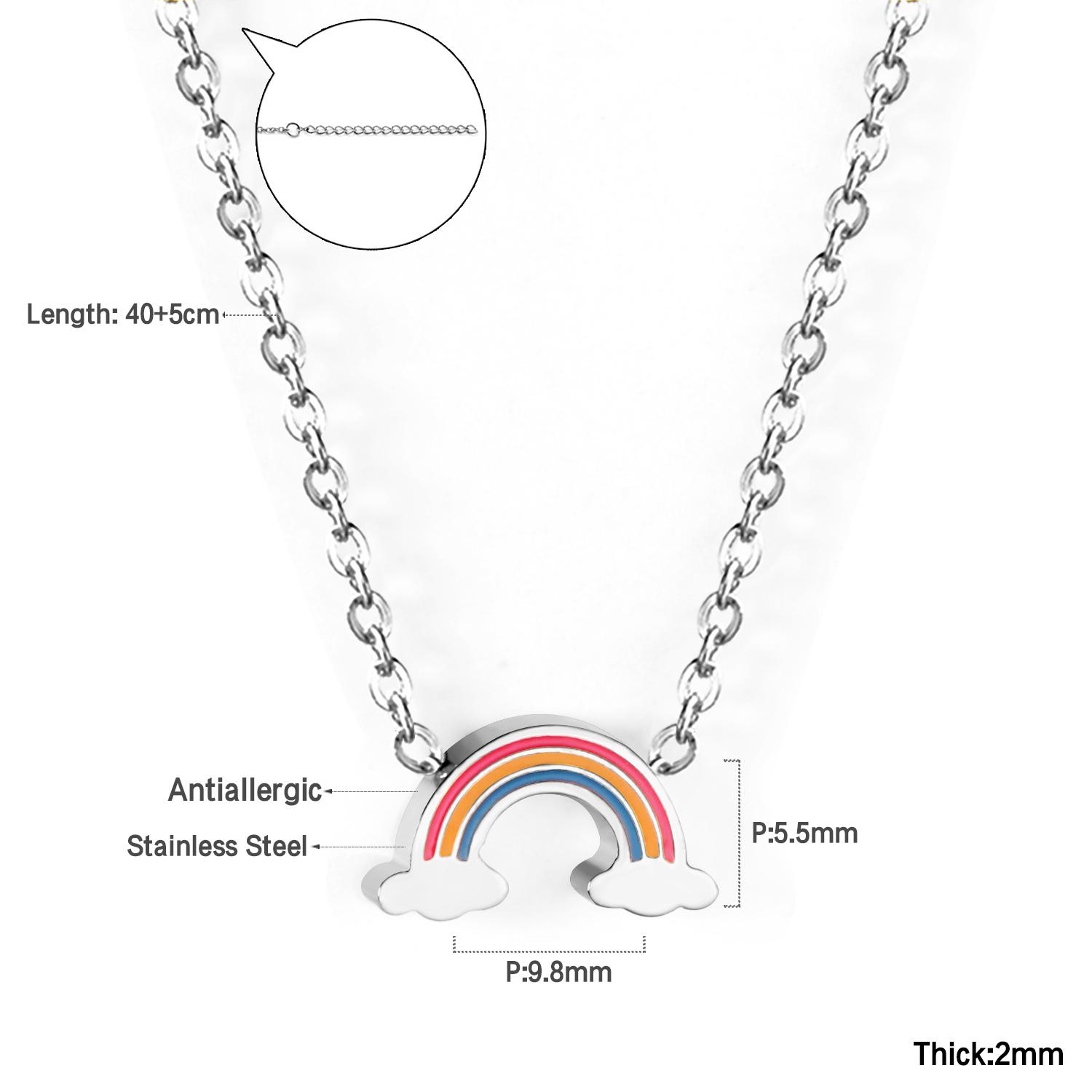 

Cute Pendant Necklace For Woman Strawberry Daisy Rainbow Gold copper Color Stainless Steel No Fade Charms Necklaces Zircon Gift