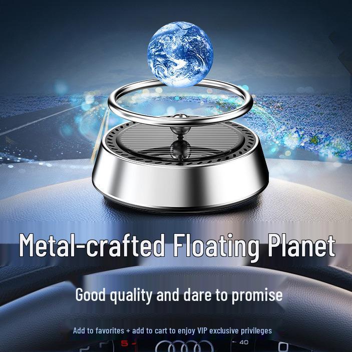 Creative Planet Solar Rotating Car Air Freshener Ornament for Aromatherapy and Console Decoration