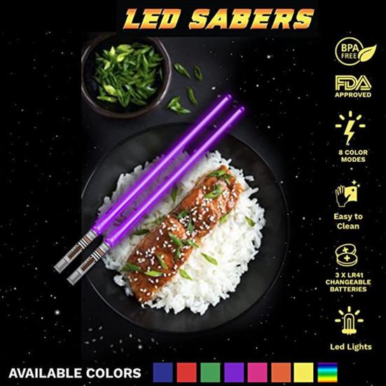 1 Paar LED-Lichtschwert-Essstäbchen, leuchtende Essstäbchen für Sushi-Nudeln, im Dunkeln leuchtende Essstäbchen, leuchten Partyzubehör